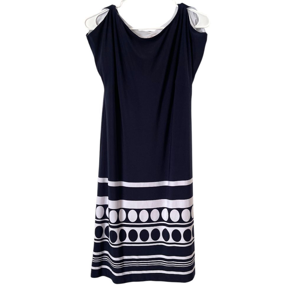 See By Chloe Navy Blue Midi Dress With White Polka Dots 4